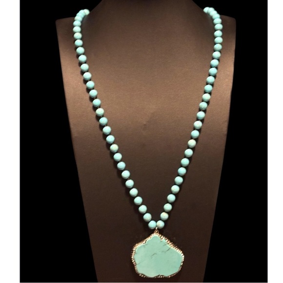Artisan Boutique Turquoise Necklace with Rhinestone Trim NWT